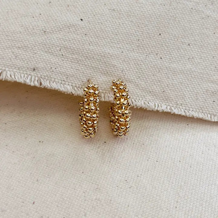 Gold Beaded Cluster Hoop Earrings