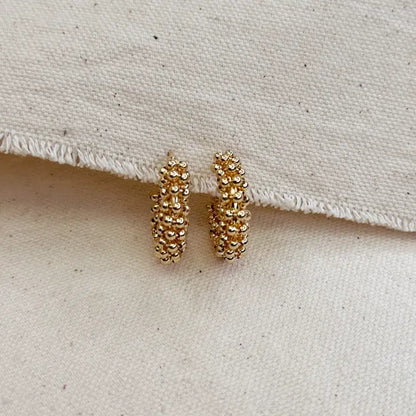 Gold Beaded Cluster Hoop Earrings