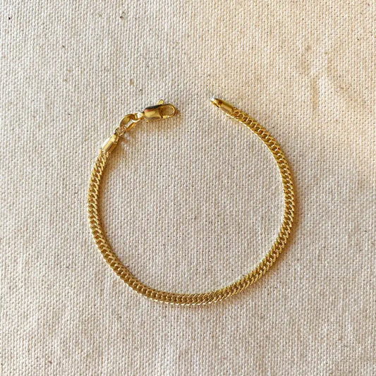 Gold Double Curb Chain Bracelet